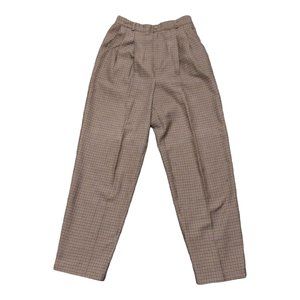 Vintage 80s Stephanie Andrews Women's Pants Brown Houndstooth Size 10 Made in US